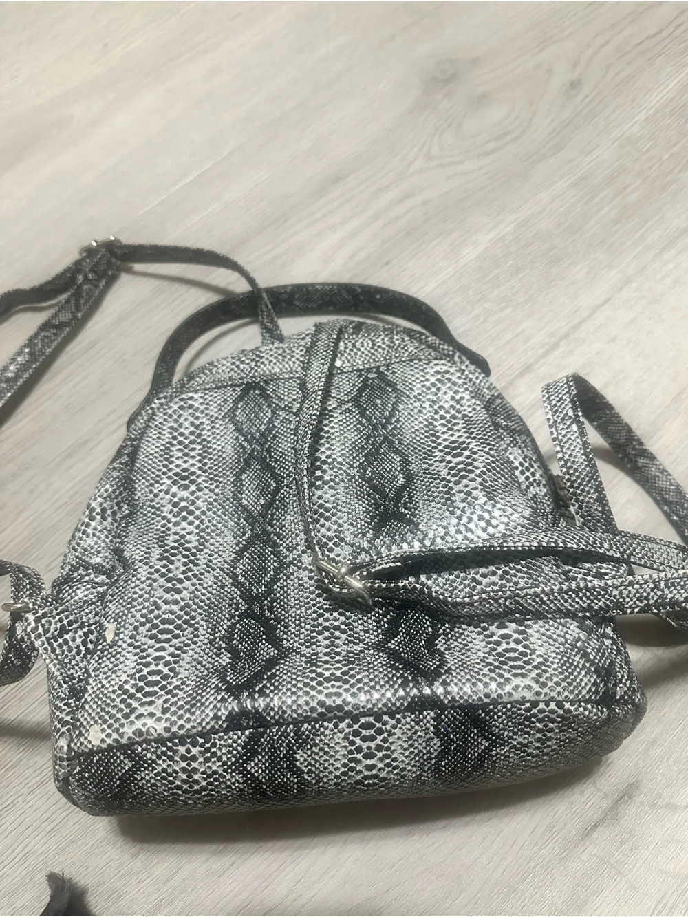 Snake-Print Women's Mini Backpack - Black & White